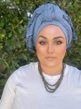 Israeli Arabesque Wrap - Blue-Long Wrap-The Little Tichel Lady