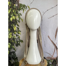 Metallic Stretchy Pretied, Champagne, w/ Long Tails + Velvet Band/Adjustable-Pretieds-The Little Tichel Lady