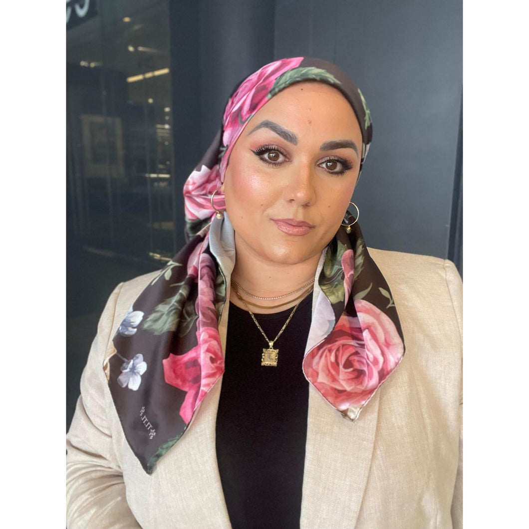 TLTL Perfect Satin Square Tichel - Rosa Noire-Squares-The Little Tichel Lady