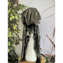 Metallic Stretchy Pretied, Silver, w/ Long Tails + Velvet Band/Adjustable-Pretieds-The Little Tichel Lady