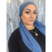 Crossgrain Turkish Classic Print Square - Denim Blue-Squares-The Little Tichel Lady