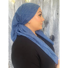 Crossgrain Turkish Classic Print Square - Denim Blue-Squares-The Little Tichel Lady