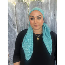 Crossgrain Turkish Textured Print Square - Turquoise-Squares-The Little Tichel Lady