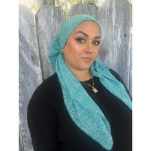 Crossgrain Turkish Textured Print Square - Turquoise-Squares-The Little Tichel Lady