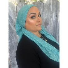 Crossgrain Turkish Textured Print Square - Turquoise-Squares-The Little Tichel Lady