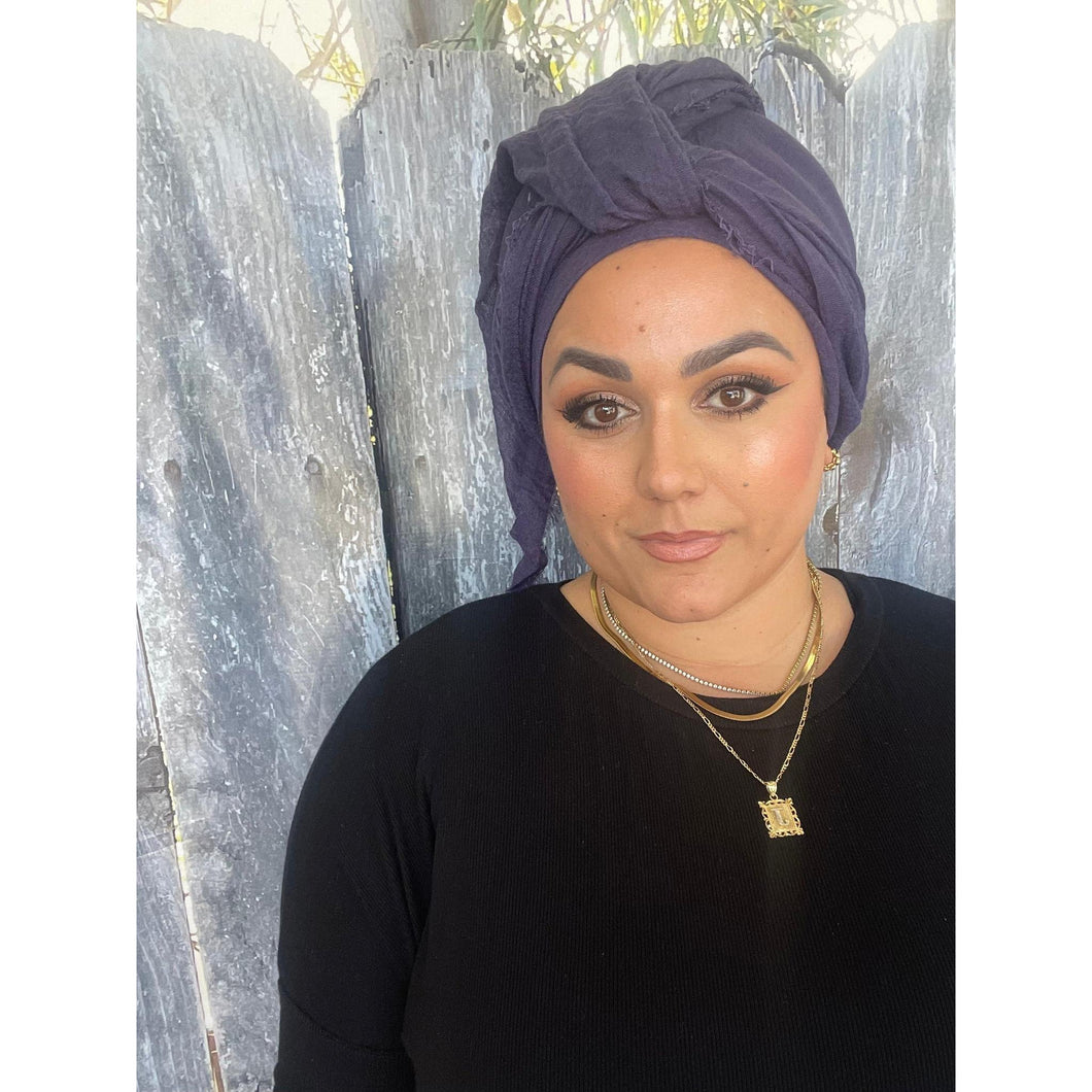 Israeli Boheme Gauzy Long Wrap - Blueberry-Long Wrap-The Little Tichel Lady