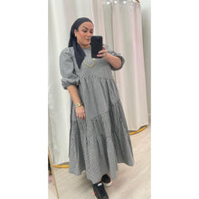 Gingham Cotton Midi Dress - Black-dress-The Little Tichel Lady
