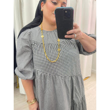 Gingham Cotton Midi Dress - Black-dress-The Little Tichel Lady