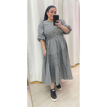 Gingham Cotton Midi Dress - Black-dress-The Little Tichel Lady