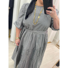 Gingham Cotton Midi Dress - Black-dress-The Little Tichel Lady