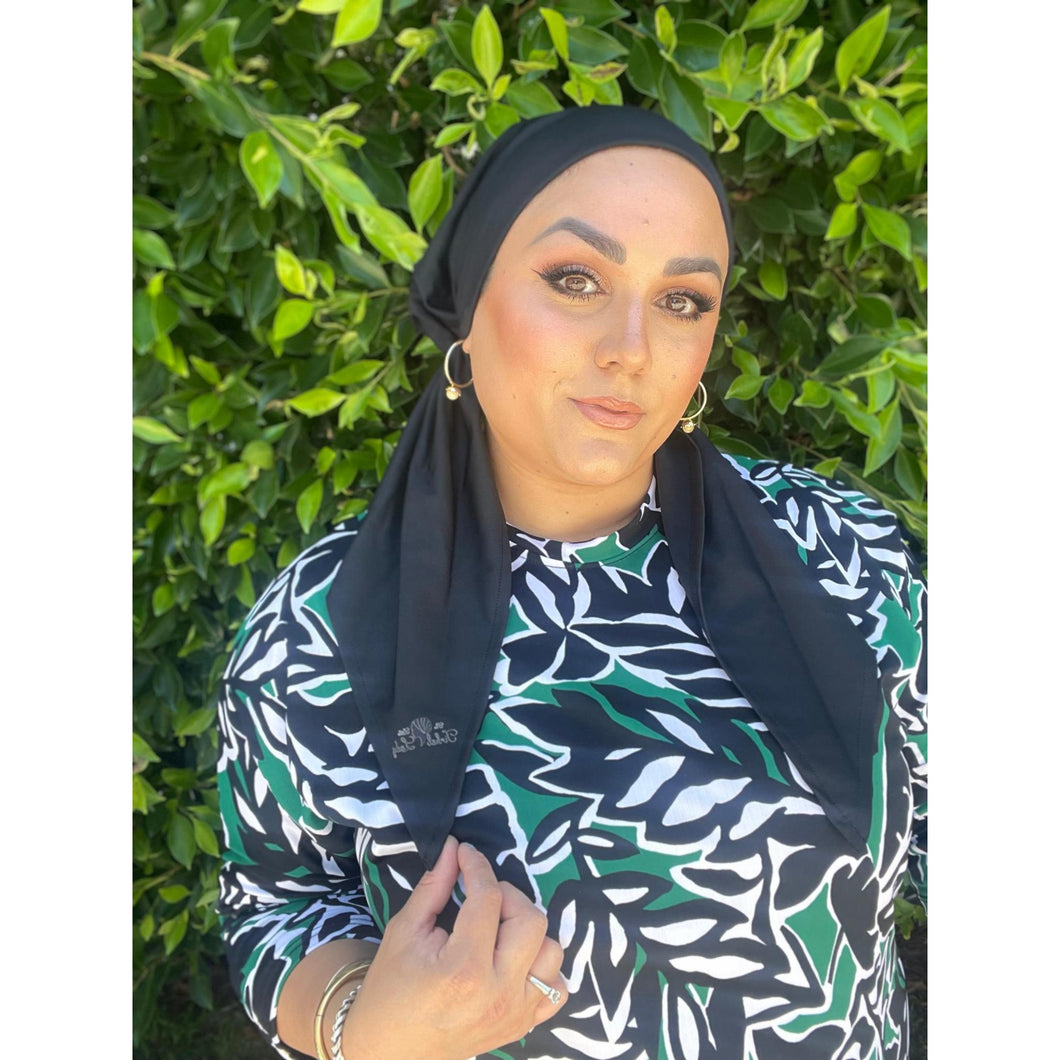 TLTL Swim Pretied Non-Slip - Onyx-Swim Pretied-The Little Tichel Lady