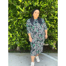 Ladies Modest Cocoon Swim Dress - Leaf Print, S-XL-dress-The Little Tichel Lady