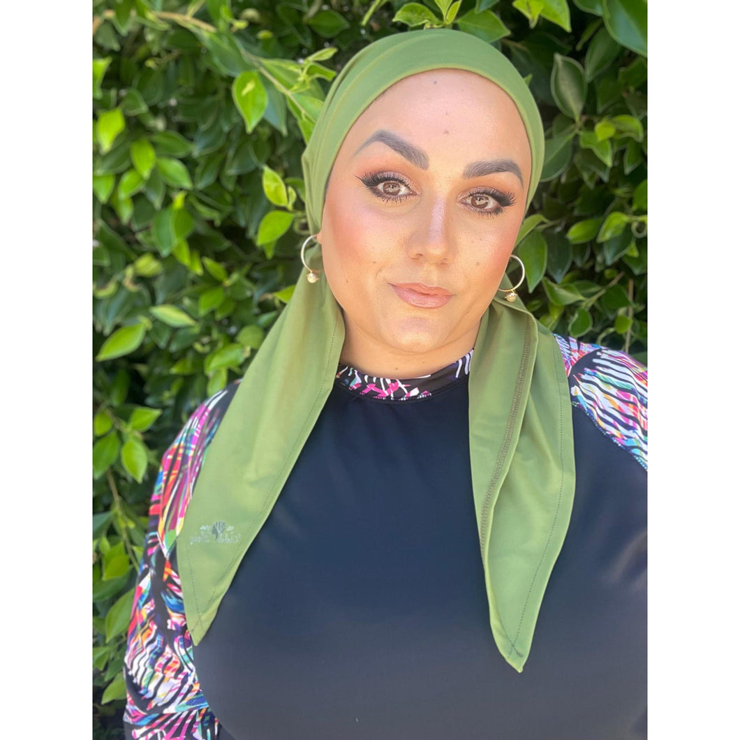 TLTL Swim Pretied Non-Slip - Olive Leaf-Swim Pretied-The Little Tichel Lady