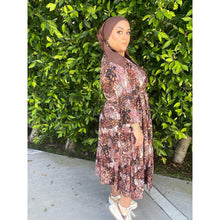 Ladies Modest Tiered Swim Dress, Neutral Print, S-XL-dress-The Little Tichel Lady