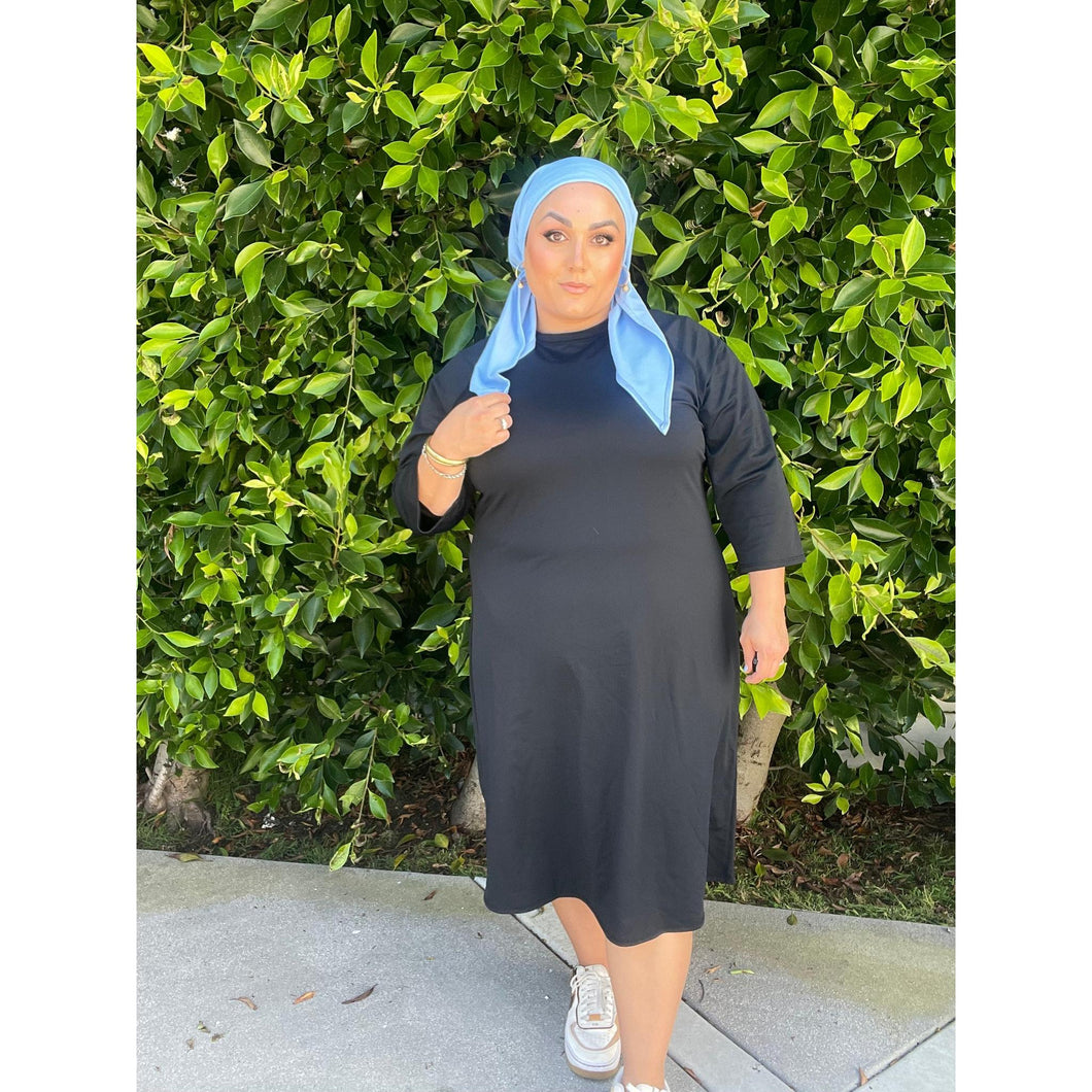 Ladies Modest Swim Dress - Black, S-3X-dress-The Little Tichel Lady