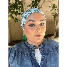 Wildflower Bandana Print Squares - Green/Sky Blue-Squares-The Little Tichel Lady