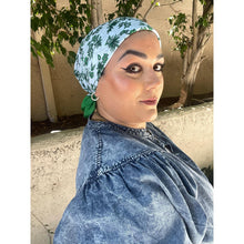 Wildflower Bandana Print Squares - Green/Sky Blue-Squares-The Little Tichel Lady