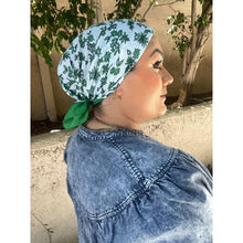 Wildflower Bandana Print Squares - Green/Sky Blue-Squares-The Little Tichel Lady