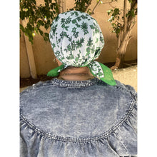 Wildflower Bandana Print Squares - Green/Sky Blue-Squares-The Little Tichel Lady