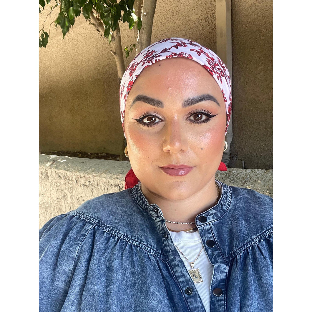 Wildflower Bandana Print Squares - Red/White-Squares-The Little Tichel Lady