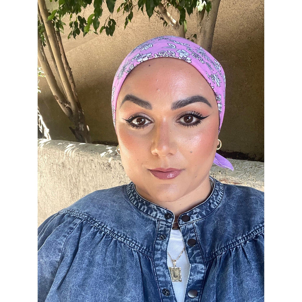 Wildflower Bandana Print Squares - Pink/Lavender-Squares-The Little Tichel Lady