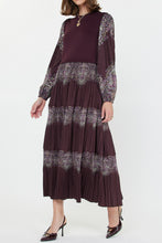 Bordeaux Print Tiered Dress-dress-The Little Tichel Lady