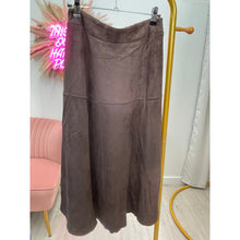 Faux Suede Chocolate Brown Midi Skirt-skirt-The Little Tichel Lady