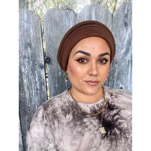 Front Pleated Cotton Beret - Brown-Berets/ Snoods-The Little Tichel Lady