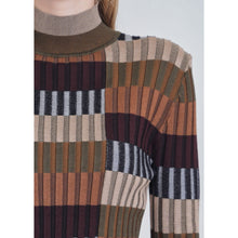 Mock Neck Neutral/Olive Print Sweater-Tops-The Little Tichel Lady
