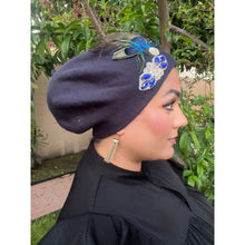 Yeela’s Exquisite Beret - Navy Peacock/Crystals-Beret-The Little Tichel Lady
