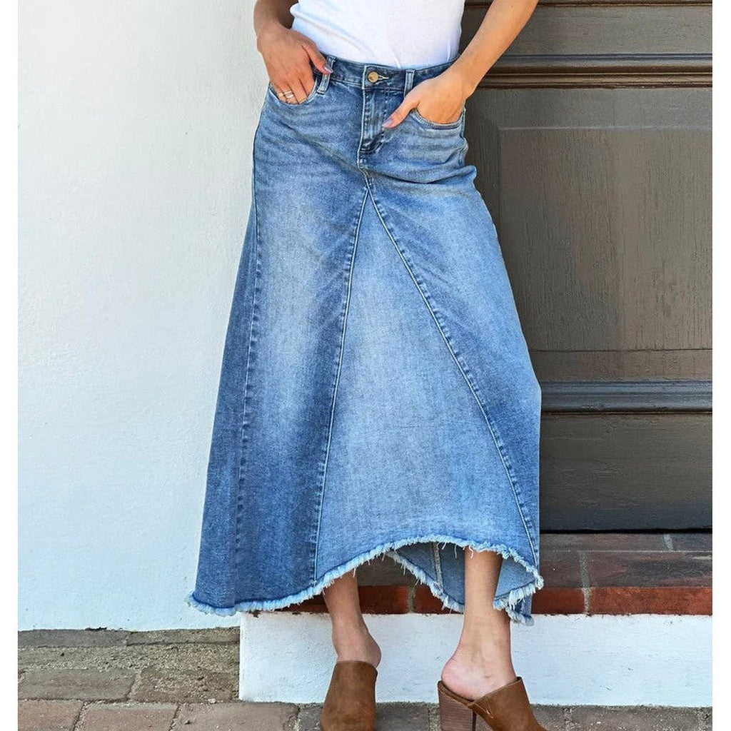 Classic Denim Midi Skirt Blue - Main Image