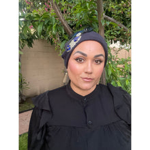 Yeela’s Exquisite Beret - Navy Peacock/Crystals-Beret-The Little Tichel Lady