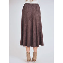 Faux Suede Chocolate Brown Midi Skirt-skirt-The Little Tichel Lady