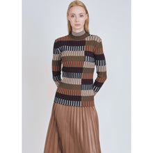 Mock Neck Neutral/Olive Print Sweater-Tops-The Little Tichel Lady