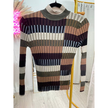 Mock Neck Neutral/Olive Print Sweater-Tops-The Little Tichel Lady