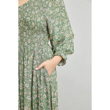 Olive Floral Smocked Maxi Dress - PLUS SIZE-dress-The Little Tichel Lady