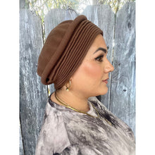 Front Pleated Cotton Beret - Brown-Berets/ Snoods-The Little Tichel Lady