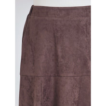 Faux Suede Chocolate Brown Midi Skirt-skirt-The Little Tichel Lady