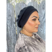 Front Pleated Cotton Beret - Navy-Berets/ Snoods-The Little Tichel Lady