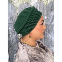 Front Pleated Cotton Beret - Hunter Green-Berets/ Snoods-The Little Tichel Lady