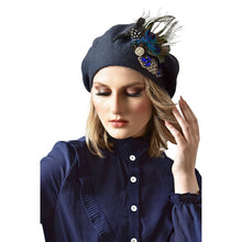 Yeela’s Exquisite Beret - Navy Peacock/Crystals-Beret-The Little Tichel Lady