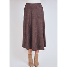 Faux Suede Chocolate Brown Midi Skirt-skirt-The Little Tichel Lady