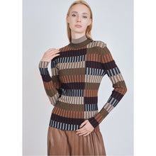 Mock Neck Neutral/Olive Print Sweater-Tops-The Little Tichel Lady