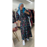 Olivia Black Floral Midi Dress-dress-The Little Tichel Lady