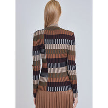 Mock Neck Neutral/Olive Print Sweater-Tops-The Little Tichel Lady
