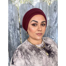 Front Pleated Cotton Beret - Burgundy-Berets/ Snoods-The Little Tichel Lady