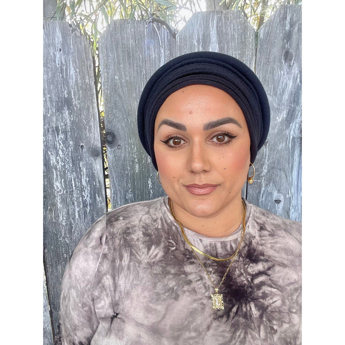 Front Pleated Cotton Beret - Navy-Berets/ Snoods-The Little Tichel Lady