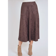 Faux Suede Chocolate Brown Midi Skirt-skirt-The Little Tichel Lady