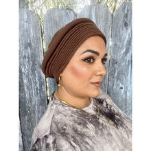 Front Pleated Cotton Beret - Brown-Berets/ Snoods-The Little Tichel Lady