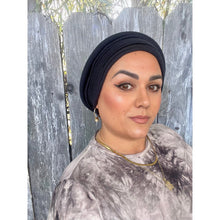 Front Pleated Cotton Beret - Navy-Berets/ Snoods-The Little Tichel Lady